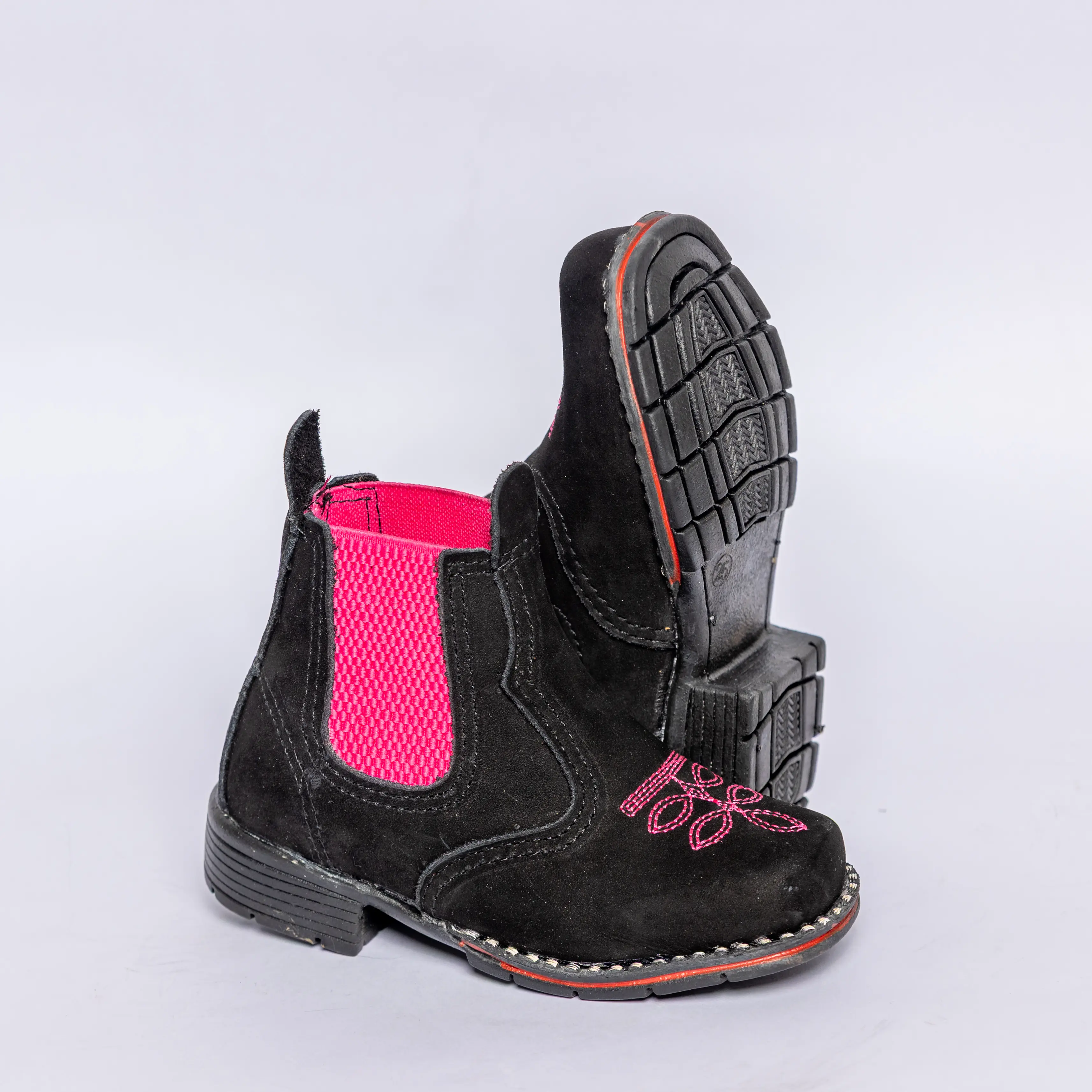 6003/1 BOTINA INFANTIL FEMININA TEXANA COURO LÁTEGO ELASTICO COLMEIA - SOLA BENTO